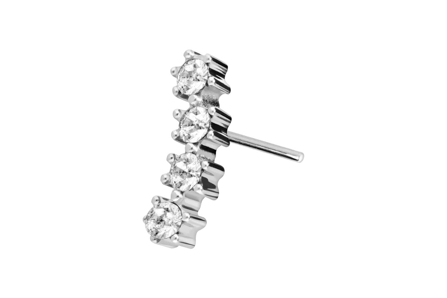 Titan Aufsatz mit Push Pin 4 EINGEFASSTE KRISTALLE von Piercingline